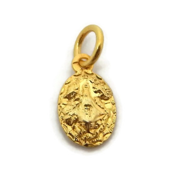 Medal Virgin Pendant Charm 14k Yellow Gold!!